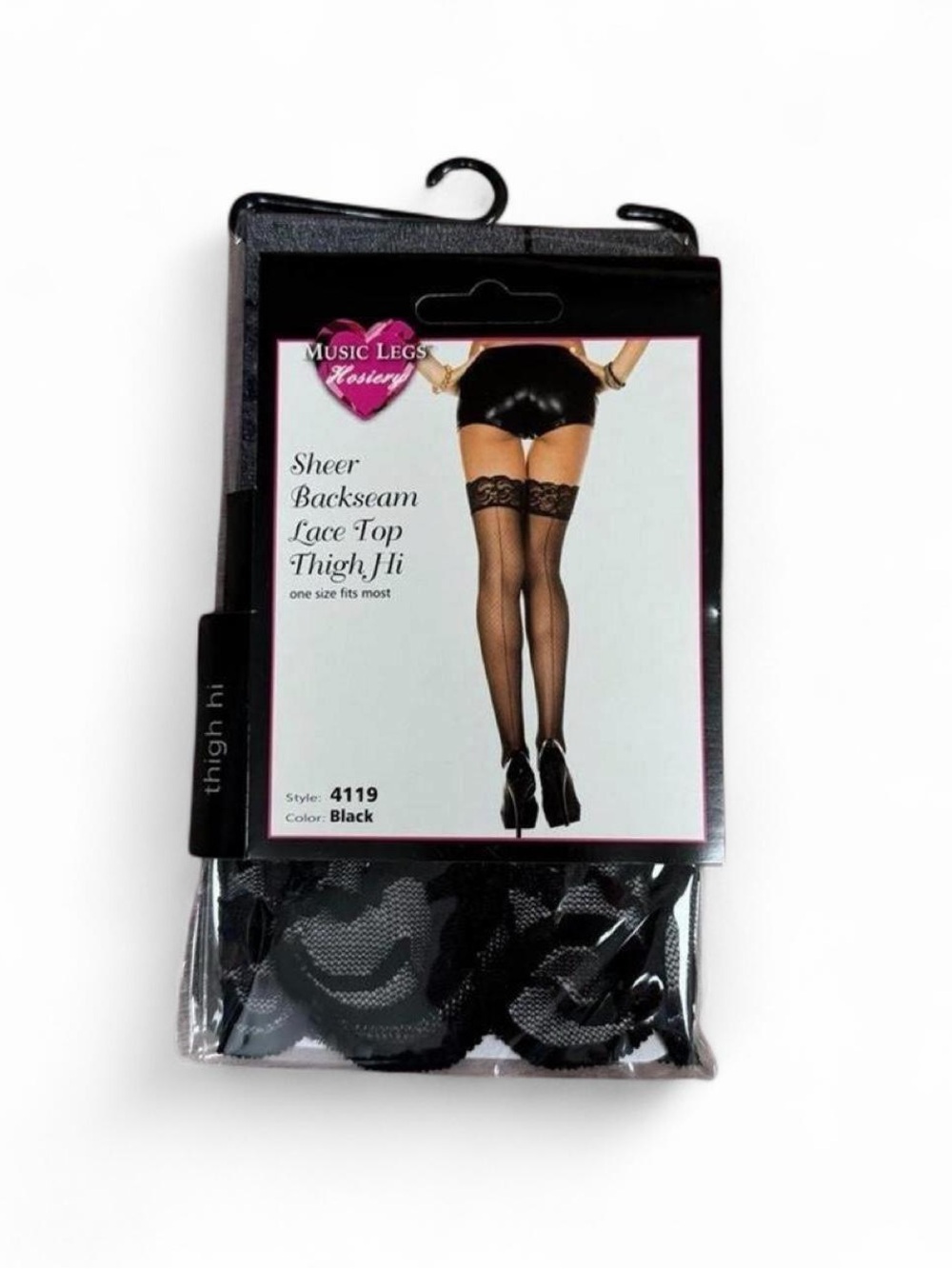 Y2k deadstock 2000s Music legs sheer lace top thigh high tights